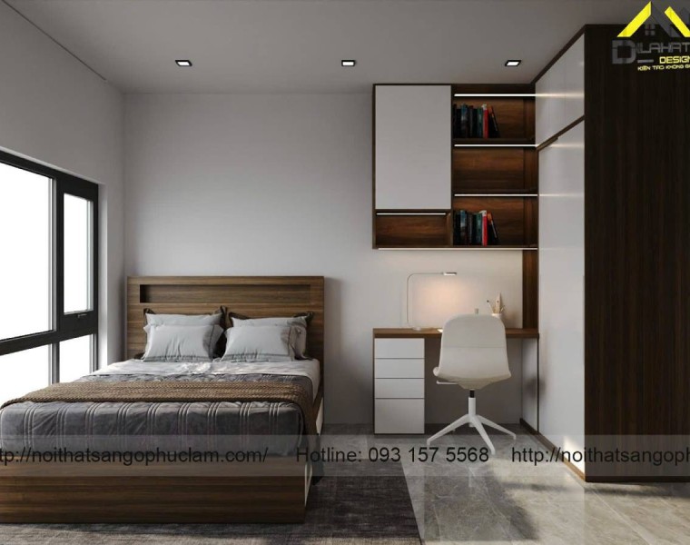 Bộ giường ngủ màu xám