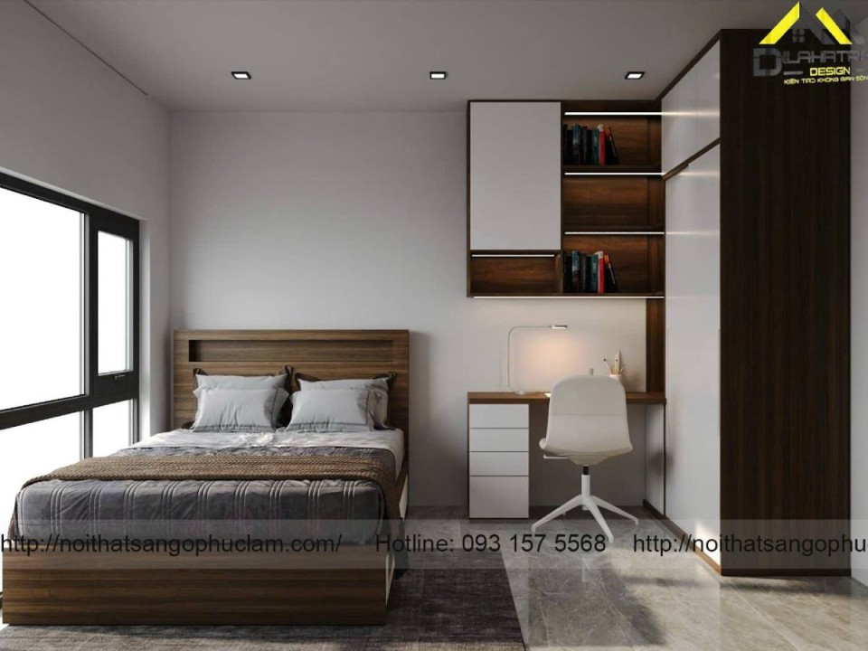 Bộ giường ngủ màu xám